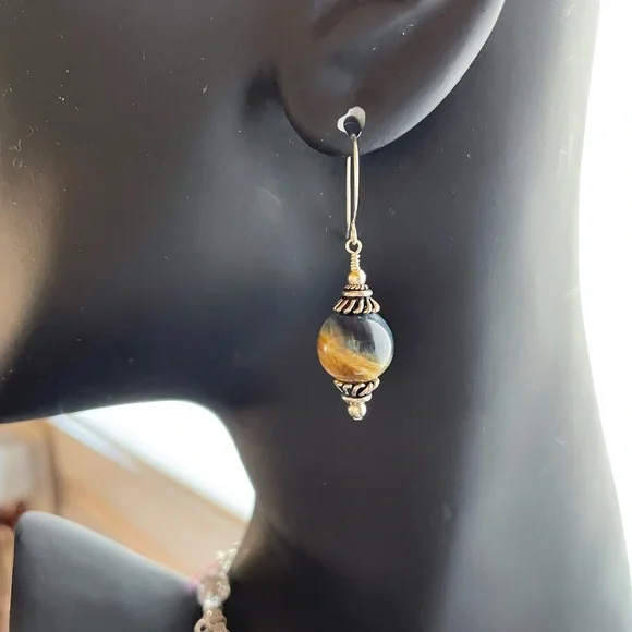 Blue tiger deals eye earrings